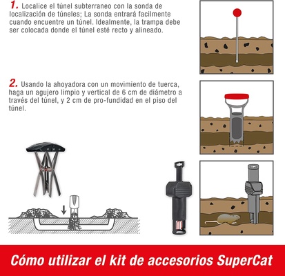 Sonda y Perforador Kit instalacion Trampa Topillos